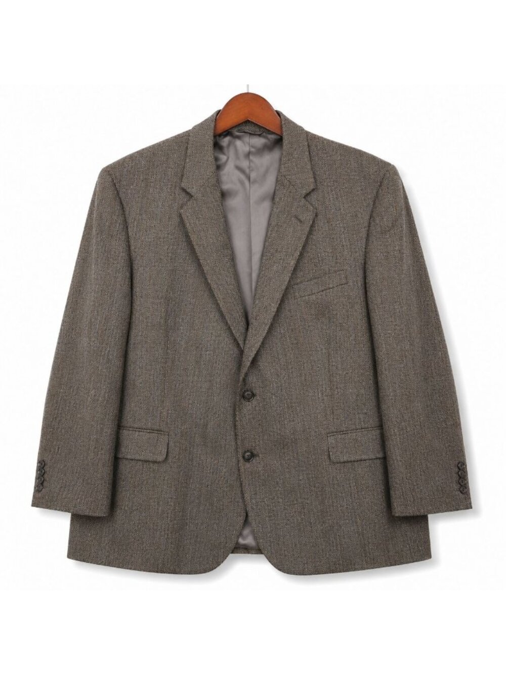 Oak Hill Men's 58R Brown Herringbone 100% Lambswool Sport Coat